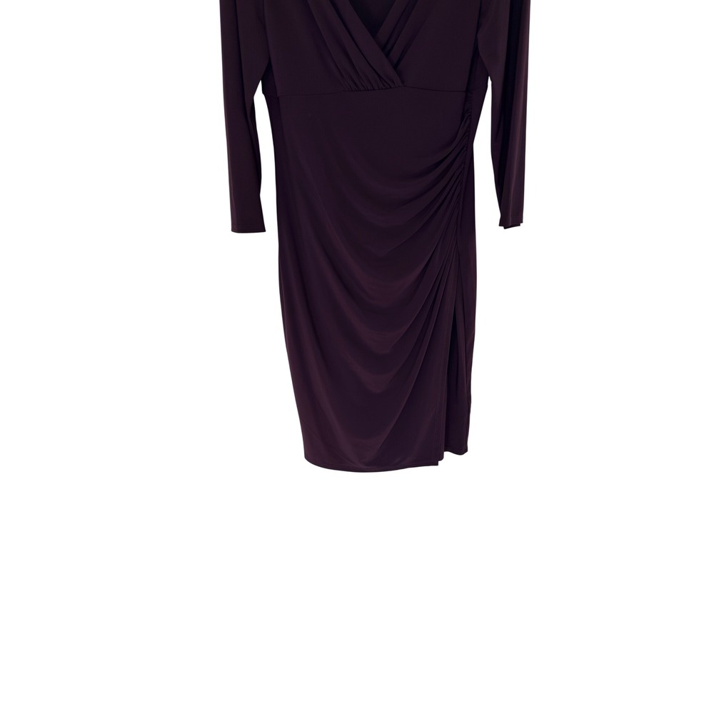 Lauren Ralph‎ Lauren Dress Women's Purple V-Neck Ruched Cocktail Hour Event 10 - Picture 5 of 14
